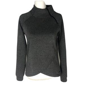 Tahari Sport Size S gray stretch‎ Warm pullover with zip Side Neck Long Sleeve